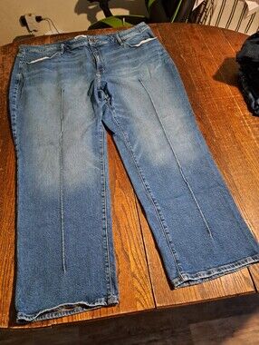 Lane Bryant Flex Magic Size 26 Mid Rise Relaxed Straight Leg Pintuck Blue Jeans